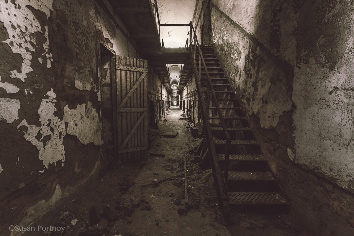 Down a hall in Eastern State Penitentiary