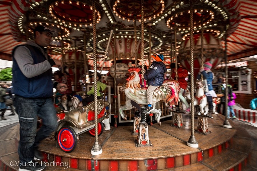 Photographing carousel outside St. Stephens Cathedral in Vienna, Austria