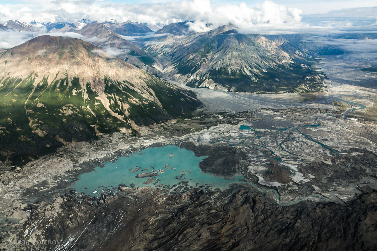 The view from the toe of the Kaskawulsh Glacier looking back down the Slims River Valley. --Kaskawulsh glacier in Yukon's Kulane National Park-1061