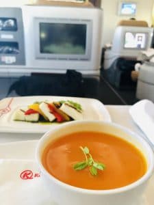 Food on the inaugural flight of Kenya Airways JFK to Nairobi