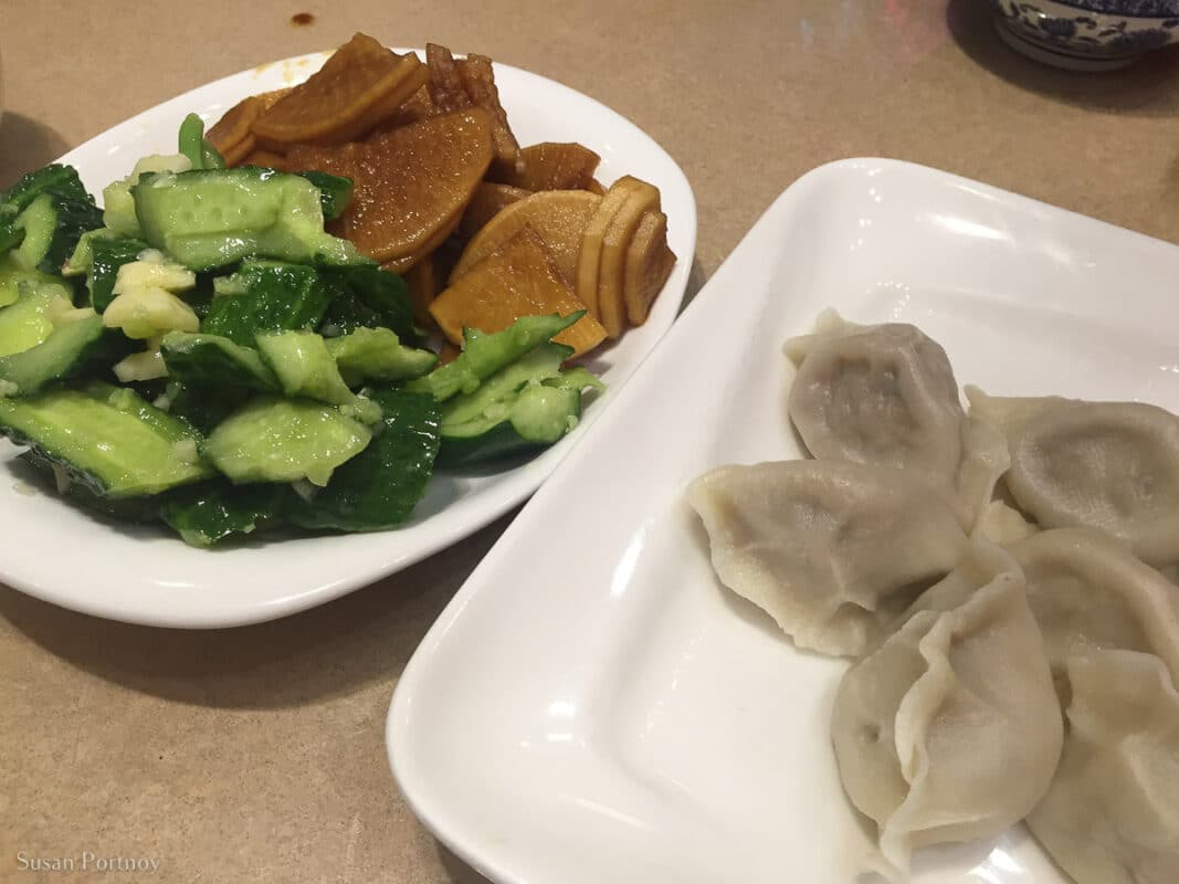 Dumplings and veggies at Richmond's Hao's Lamb Restaurant